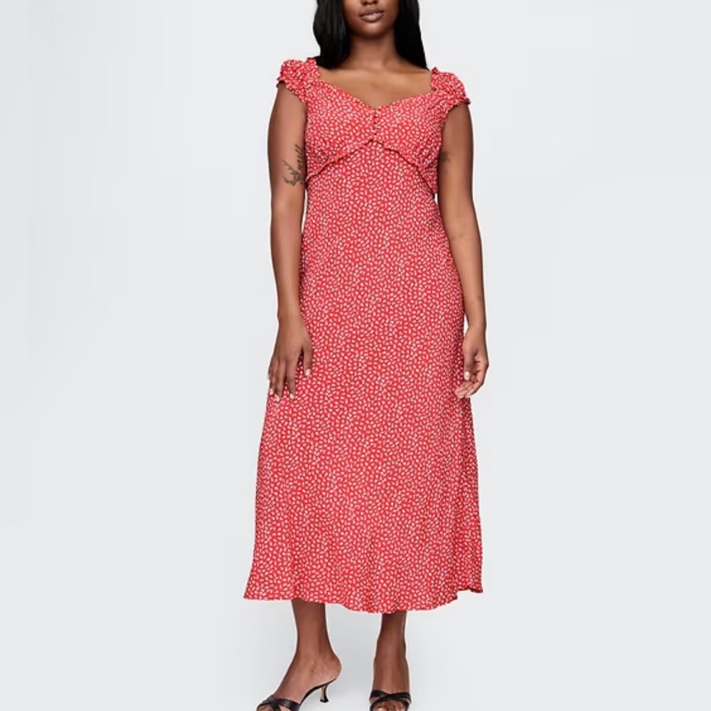 Gap Sweetheart Maxi Dress NWT Rayon Red Floral Print Cottagecore XL